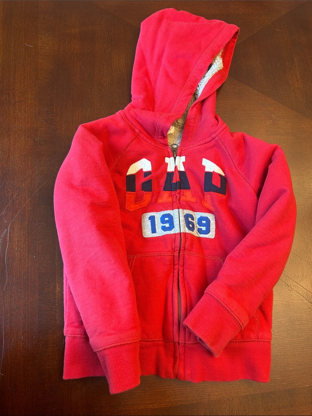 GAP Kids Bright Red Hooded Zip-Up with Logo Patch